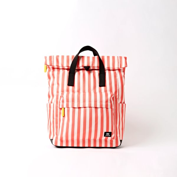Canfield B Recycled Canvas Backpack - Medium - Coral Stripe Ori London