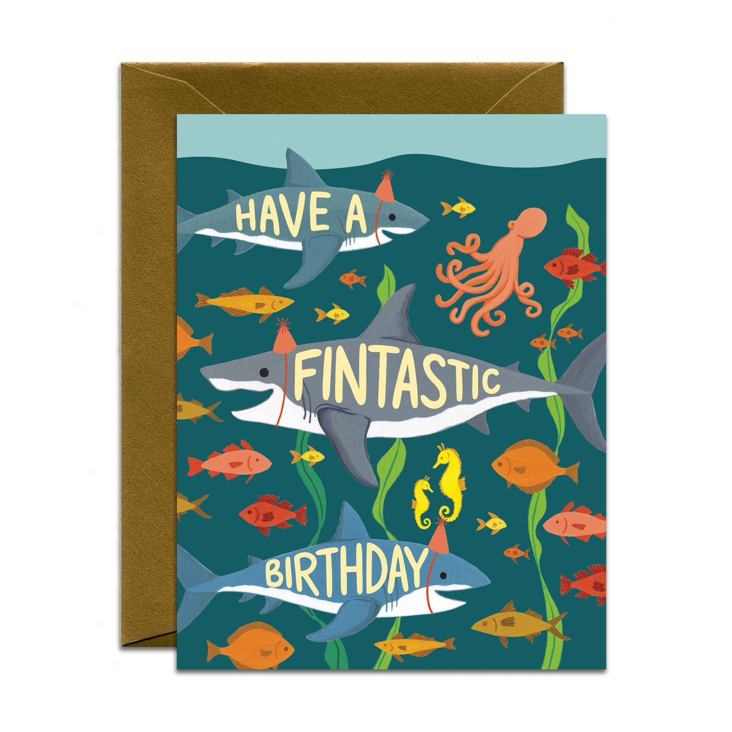 Fintastic Sharks Underwater Ocean Birthday Card Yeppie Paper