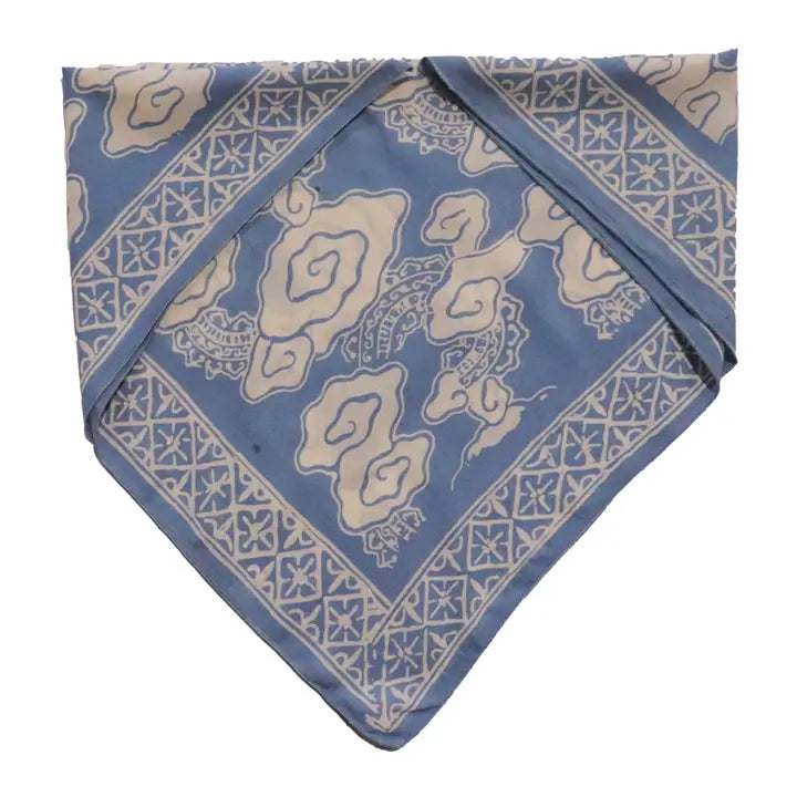 Hand Dyed Batik Bandana - Pewter Sky Grey