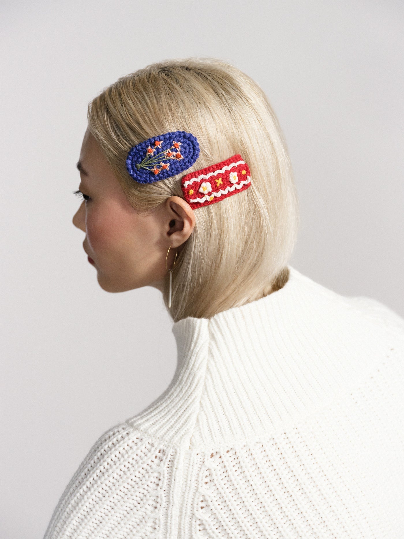 Polly Crochet Hair Clips-Red/Multi
