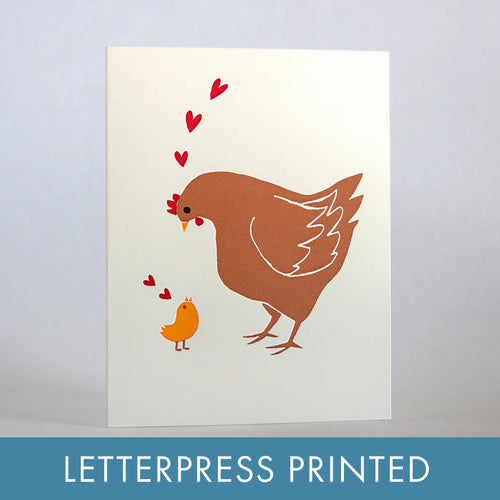 Load image 1 in gallery view. Mother Hen Letterpress Card