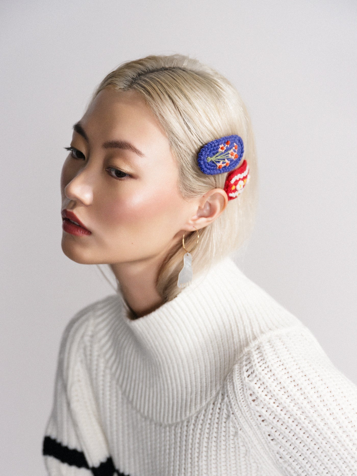 Polly Crochet Hair Clips-Red/Multi