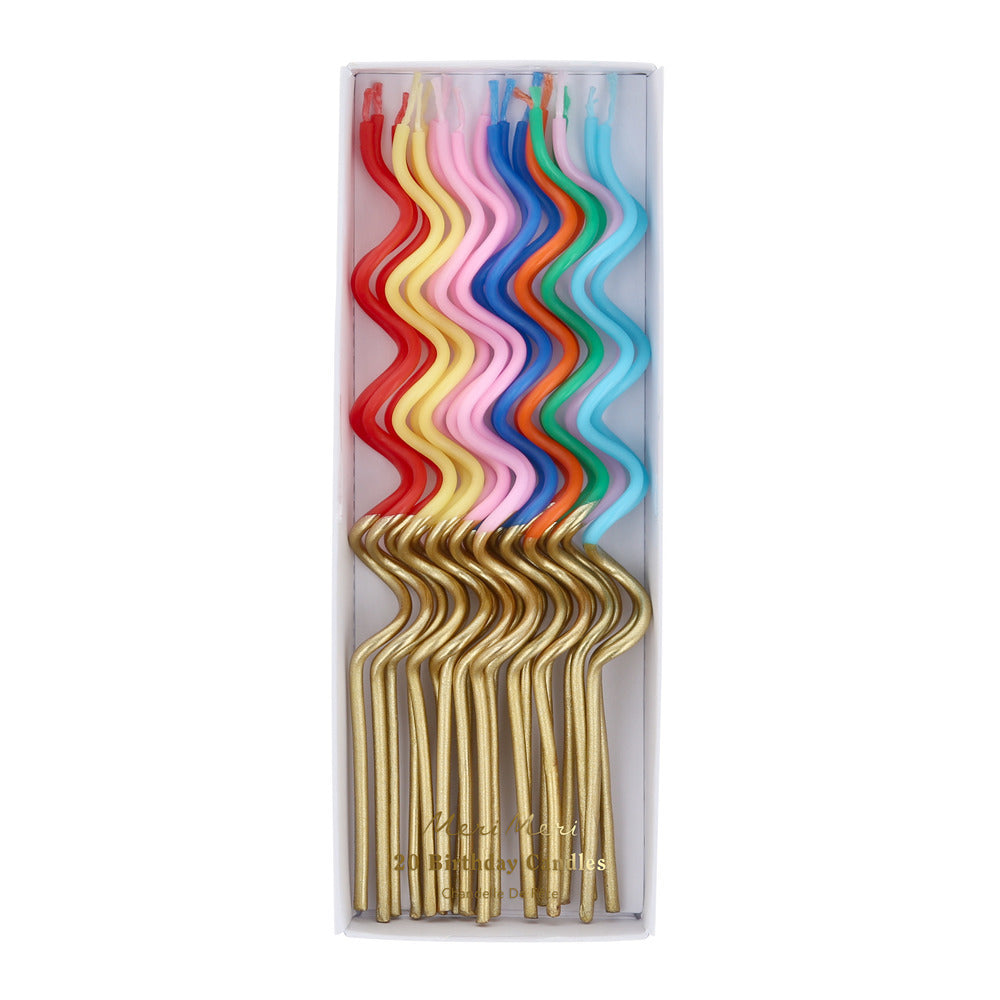 Multi Color Gold Dipped Swirly Candles Meri Meri