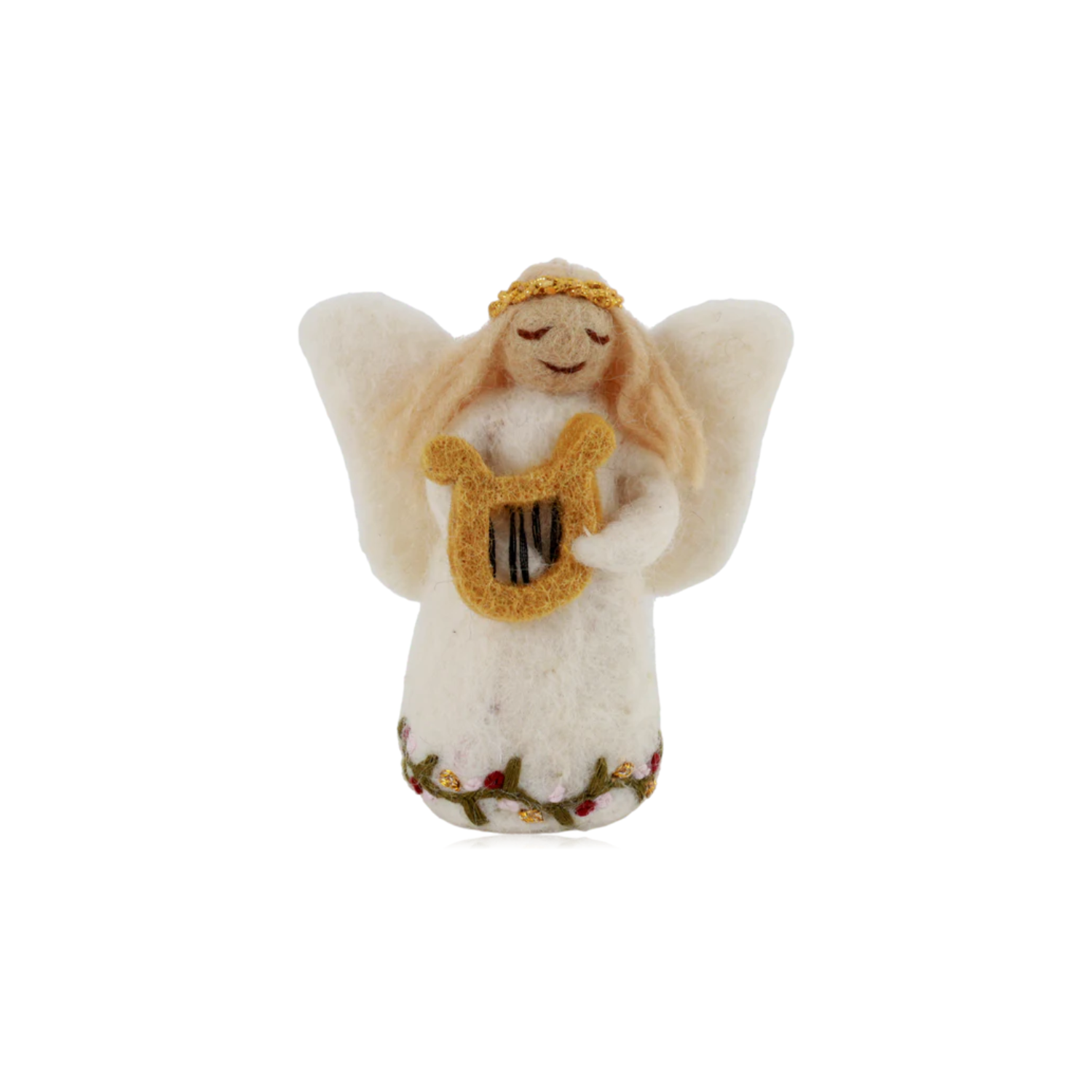 Angel Holding Harp Felt Ornament