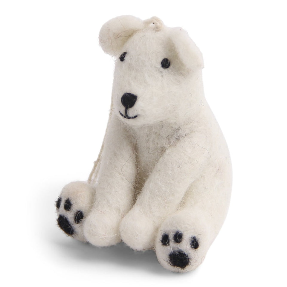 Polar Bear Sitting Felt Ornament