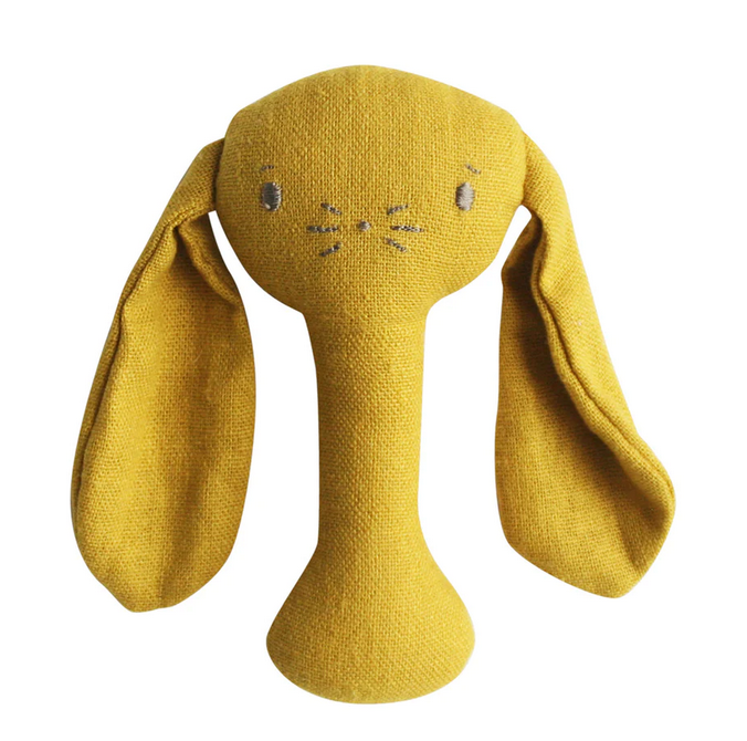 Bobby Bunny Stick Rattle - Butterscotch Linen