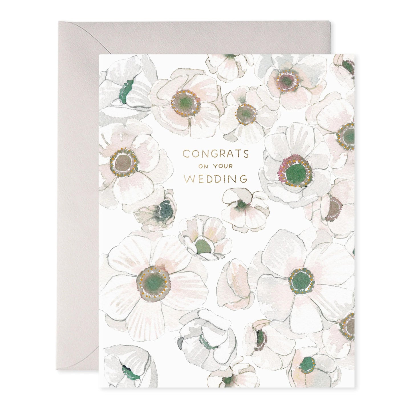 White Flower Wedding Card
