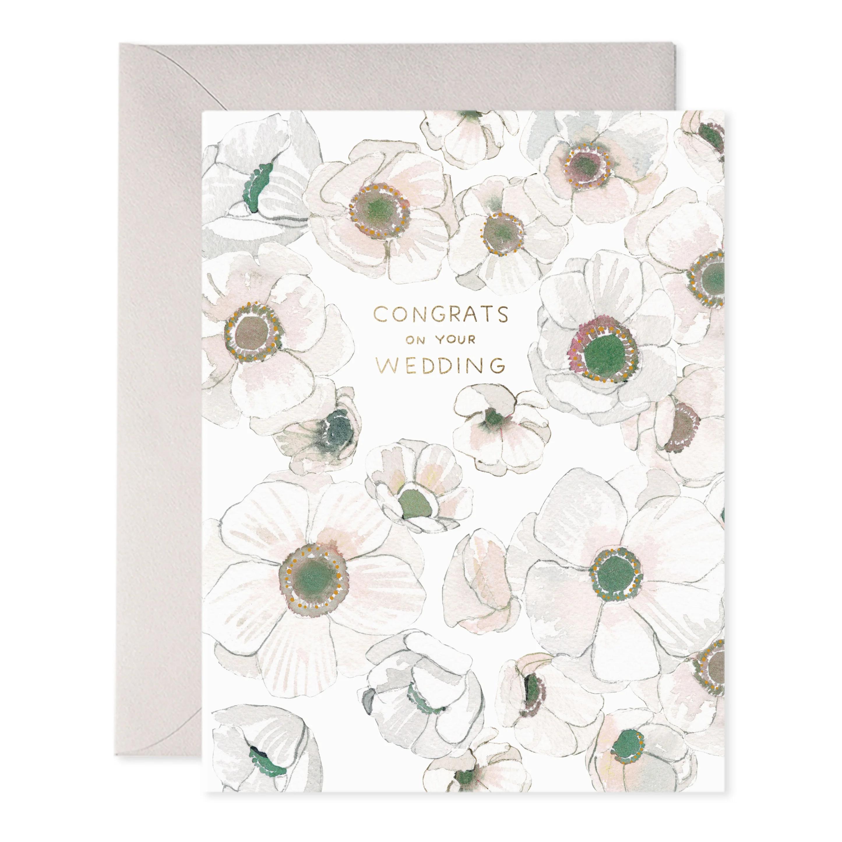 White Flower Wedding Card