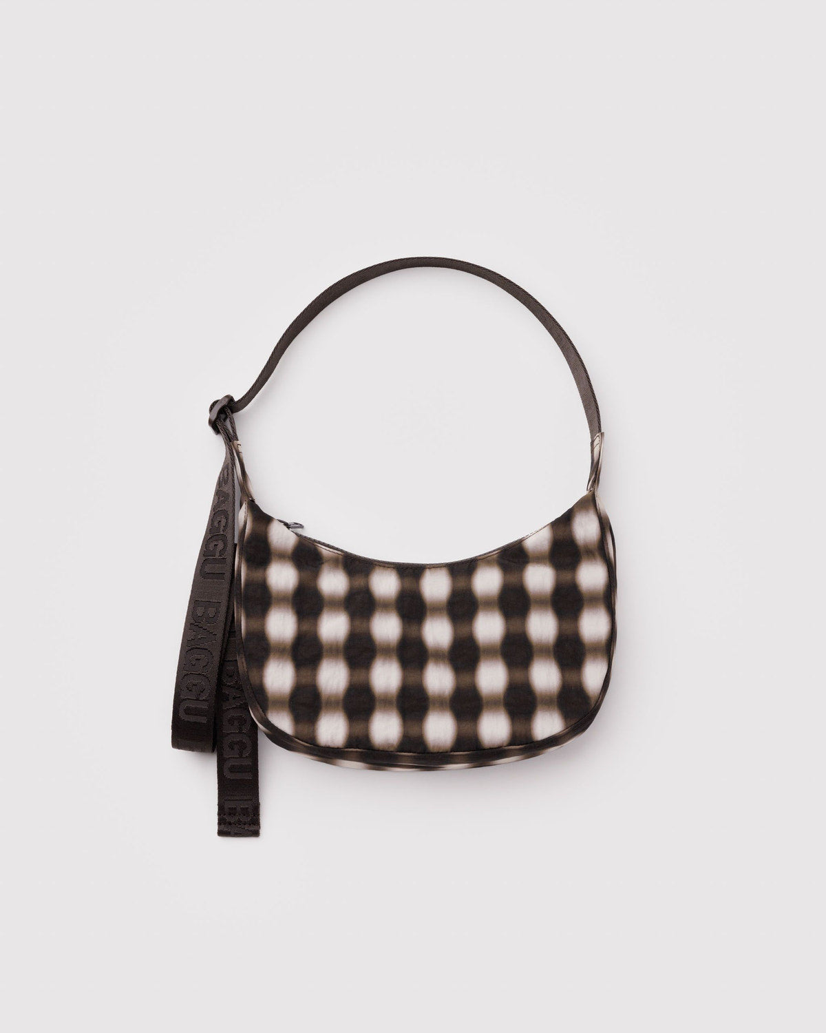 Small Nylon Crescent Bag - Blurred Gingham
Brown