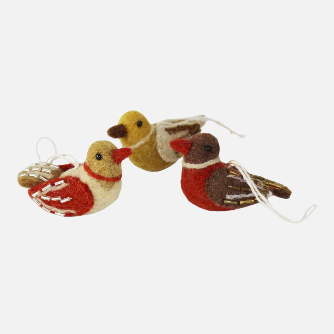 Christmas Mini Pearl Birds Ornament - Set/3