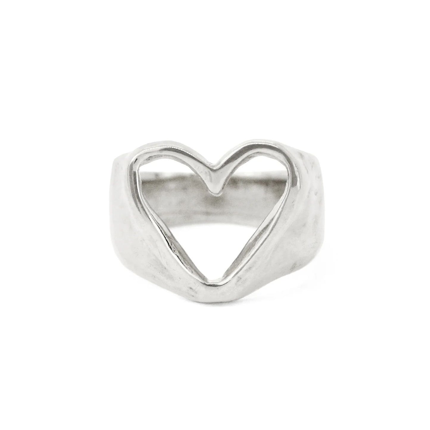 Open Heart Ring- Silver - Size 6
