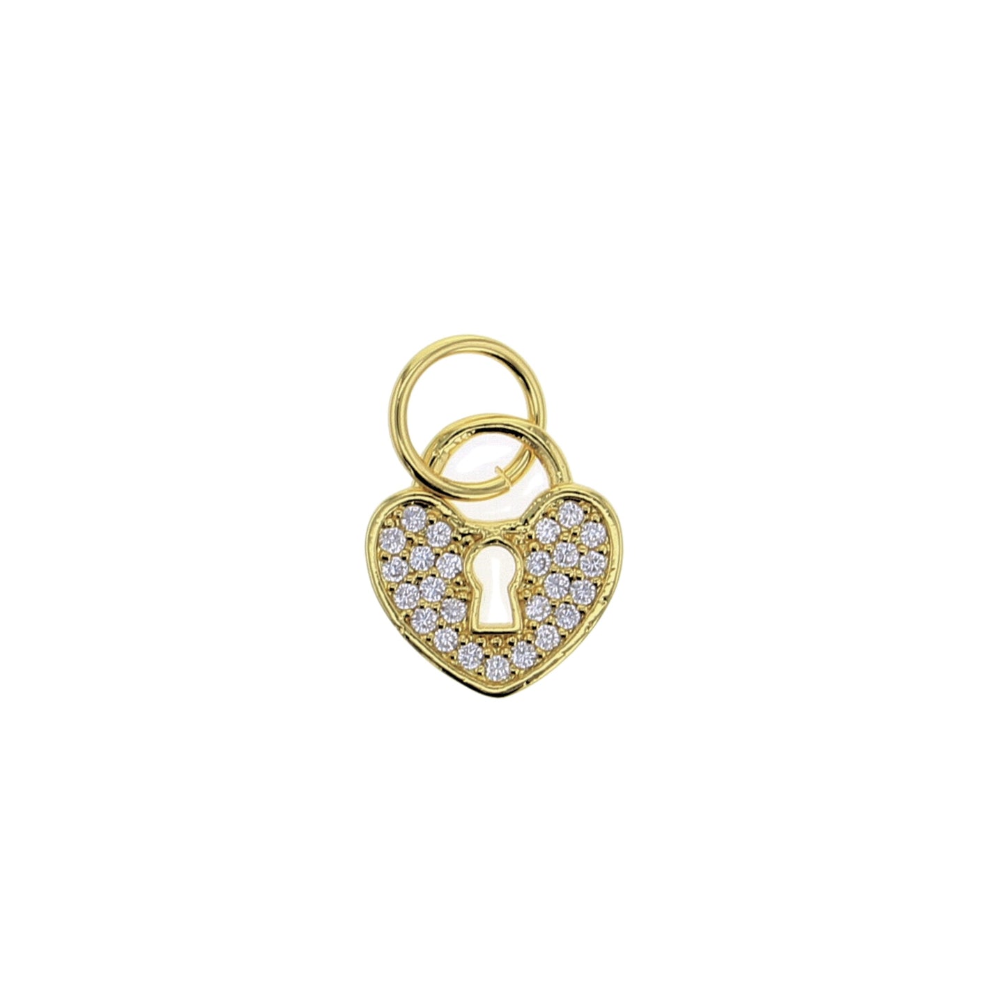 CZ Heart Lock Charm