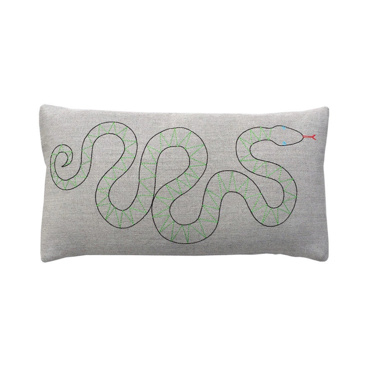 Snake Embroidered Pillow