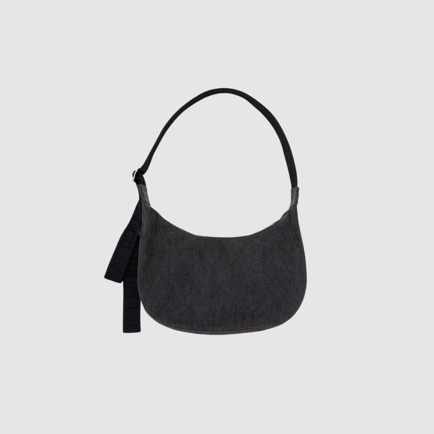 Medium Denim Crescent Bag - Washed Black Denim