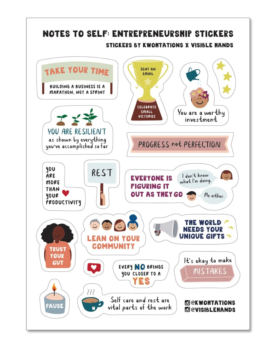 Affirmations for Entrepreneurs Sticker Sheet