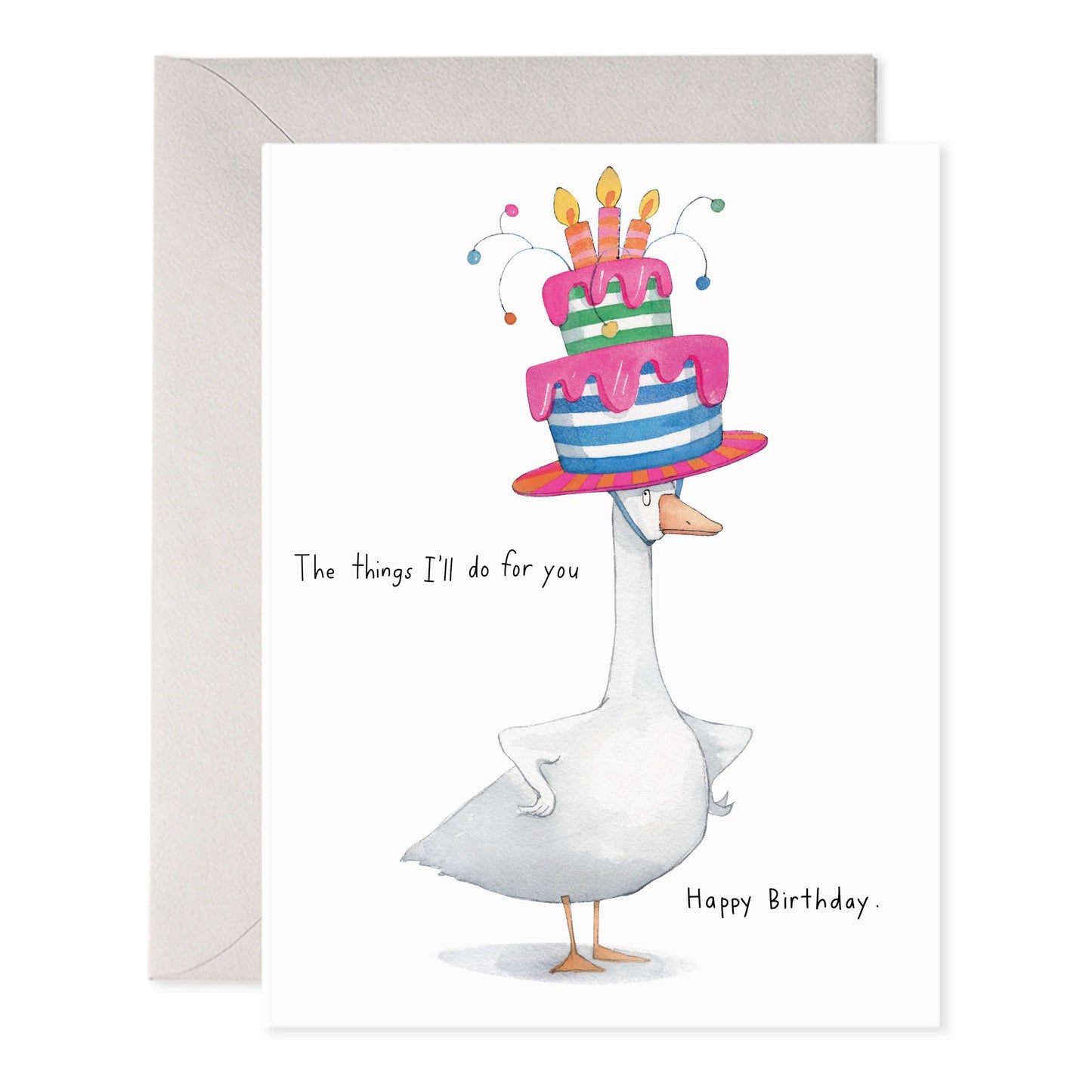 Goose Cake Hat Birthday Card