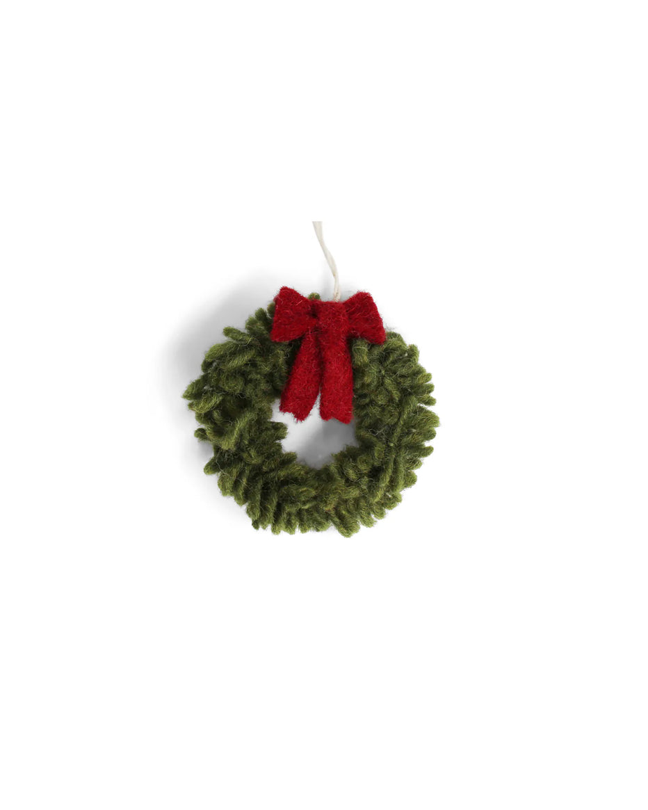 Mini Wreath w/Red Bow Felt Ornament