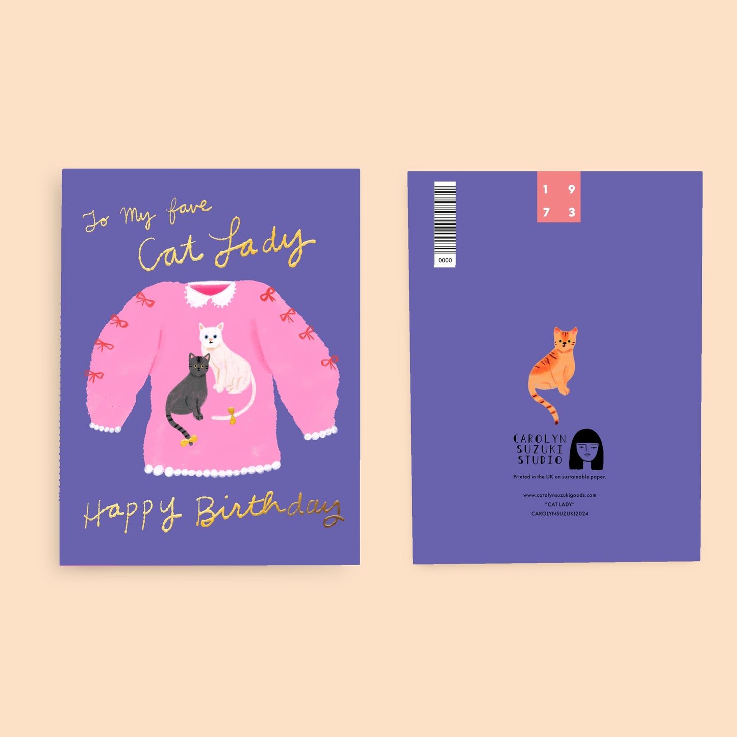 Cat Lady Foil Birthday Card