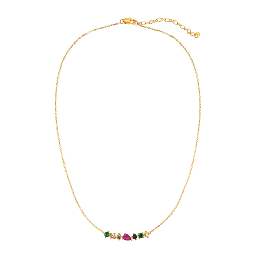 Load image 1 in gallery view. Clustered Multi Colored Stone Bar Necklace