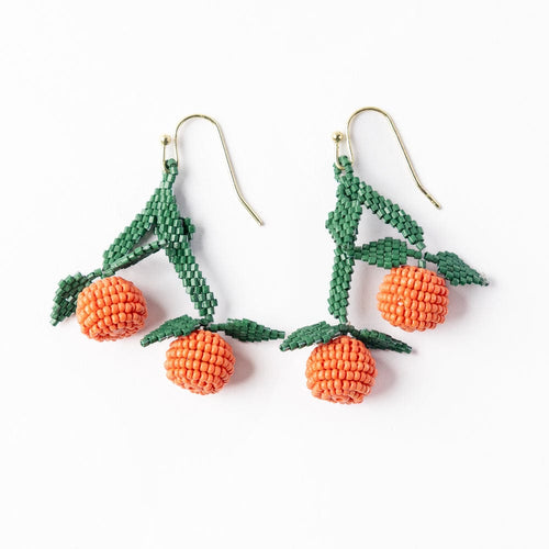 Load image 1 in gallery view. Lottie Cluster Dangle Luxe Earrings Clementine - Orange