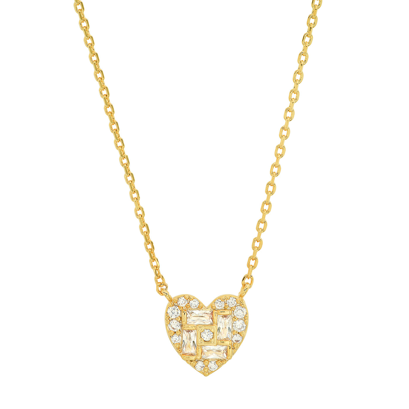 Heart Baguette Necklace with CZ