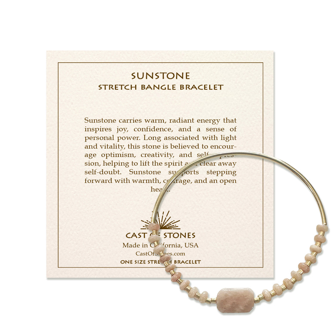 Stretch Bangle Bracelet - Sunstone Cast of Stones