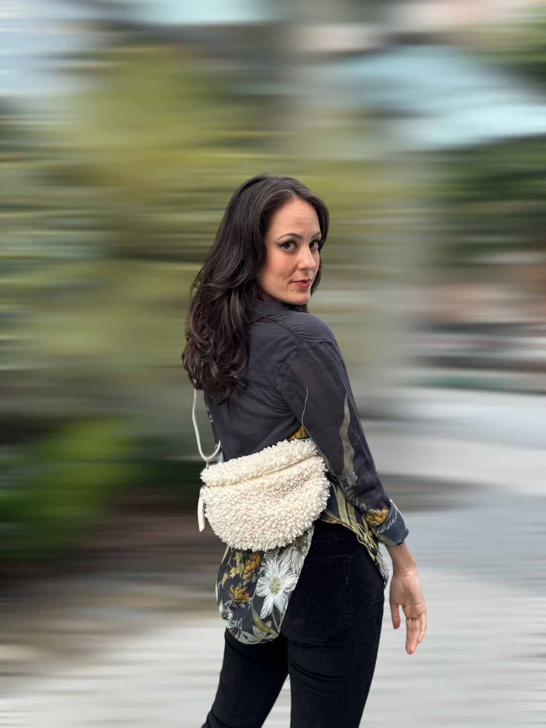 Italian Leather and Teddy Fanny Pack