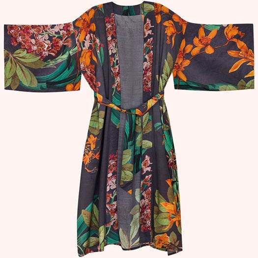 Kimono  - Botany Bliss in Charcoal Powder