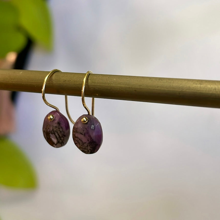 Petite Plum Sapphire Gold Filled Earring