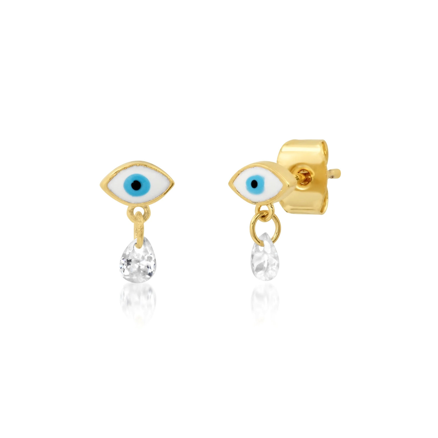 Evil Eye with Dangling CZ Post Earring