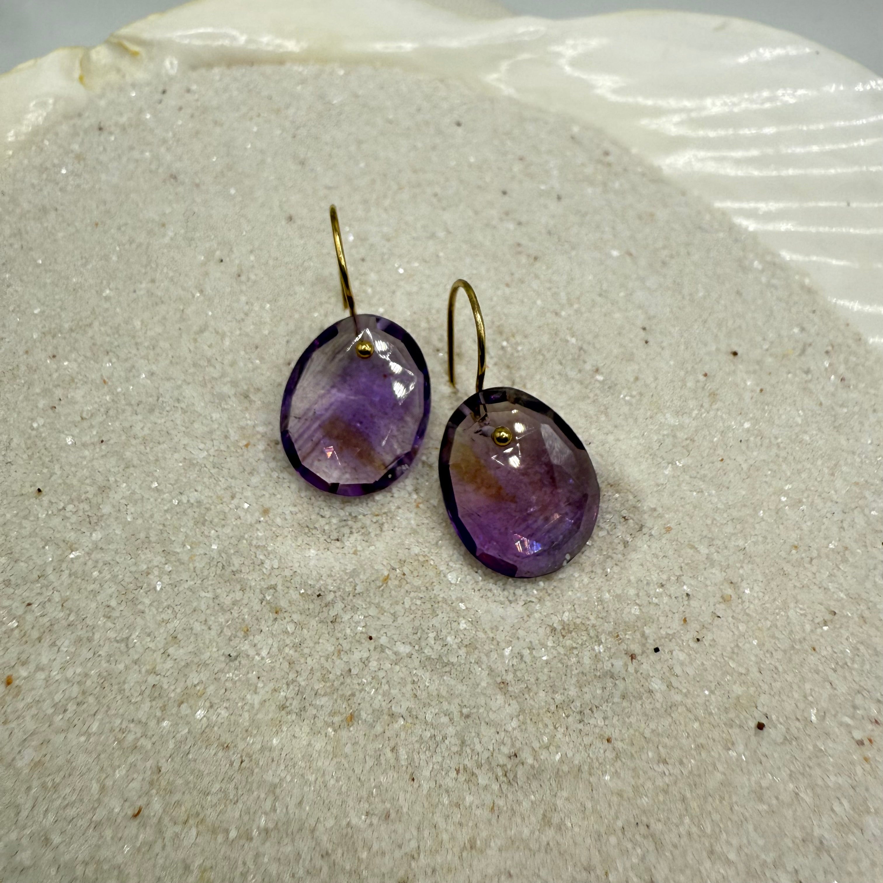 Midi Faceted Amethyst Gold Filled Earring