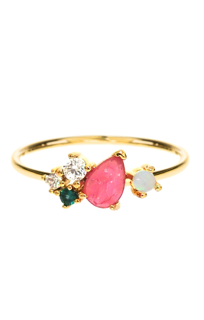 Cluster Stone Ring - Pink Stone