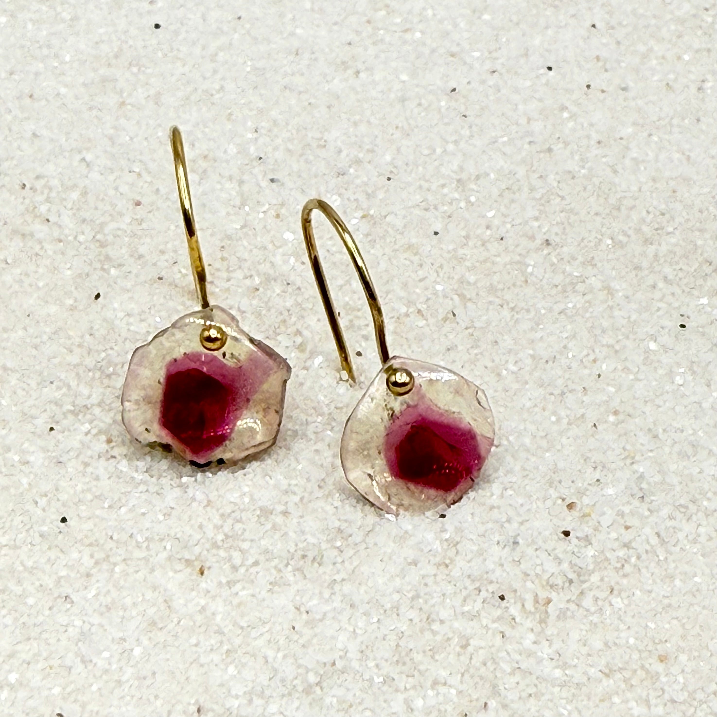 Petite Pink Tourmaline Dot Gold Filled Earring