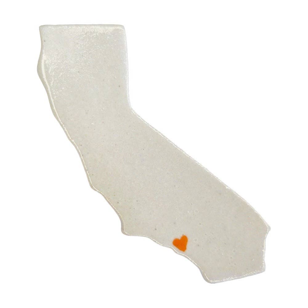 Los Angeles, California Ceramic Magnet - White with Orange Heart AO Clay