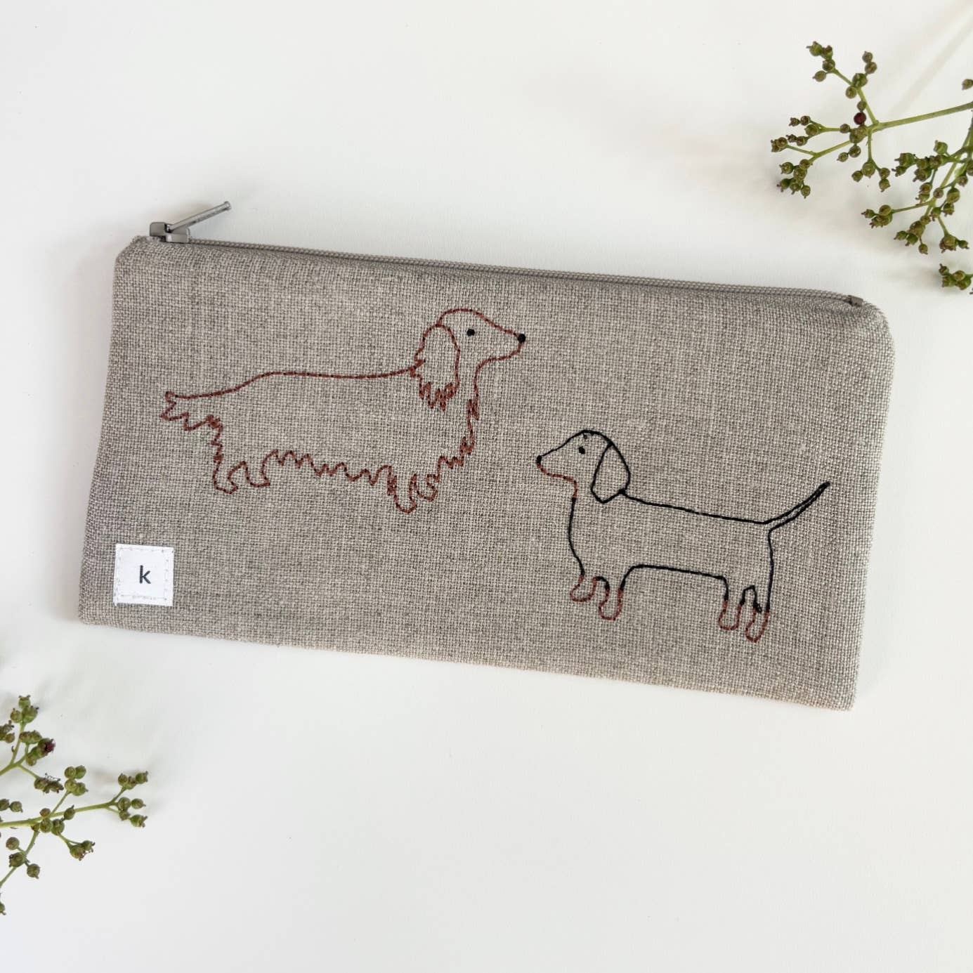 Dachshund Linen Pouch - Small