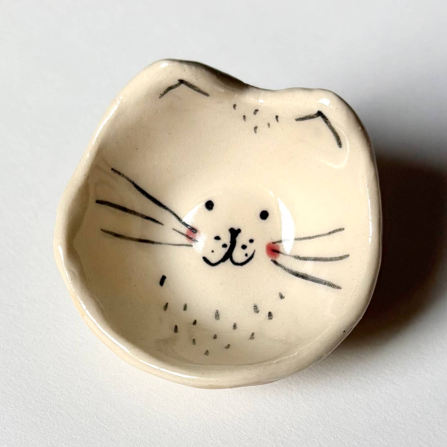 Tiny Handmade Cat Face Mini Dish