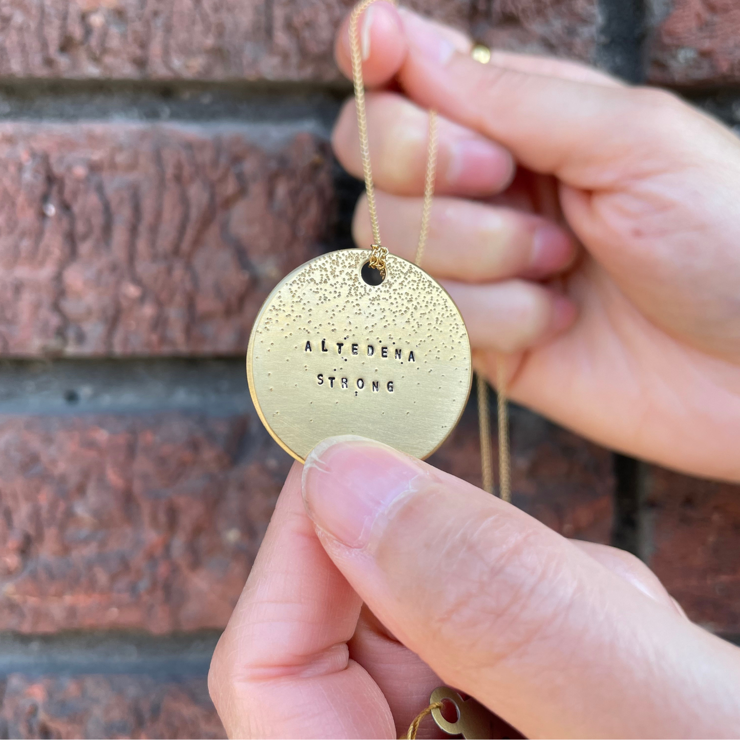 Large Gold Diamond Dusted Pendant - Altadena Strong