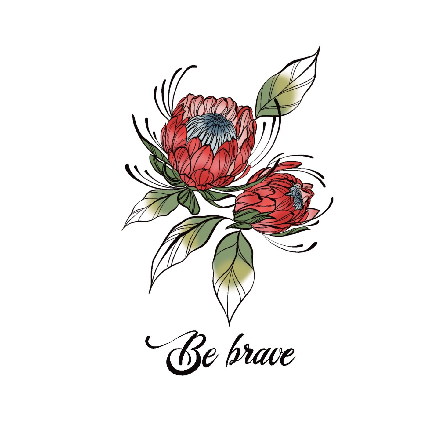 Tiny Intentions Temporary Tattoo - Be Brave - Protea flower