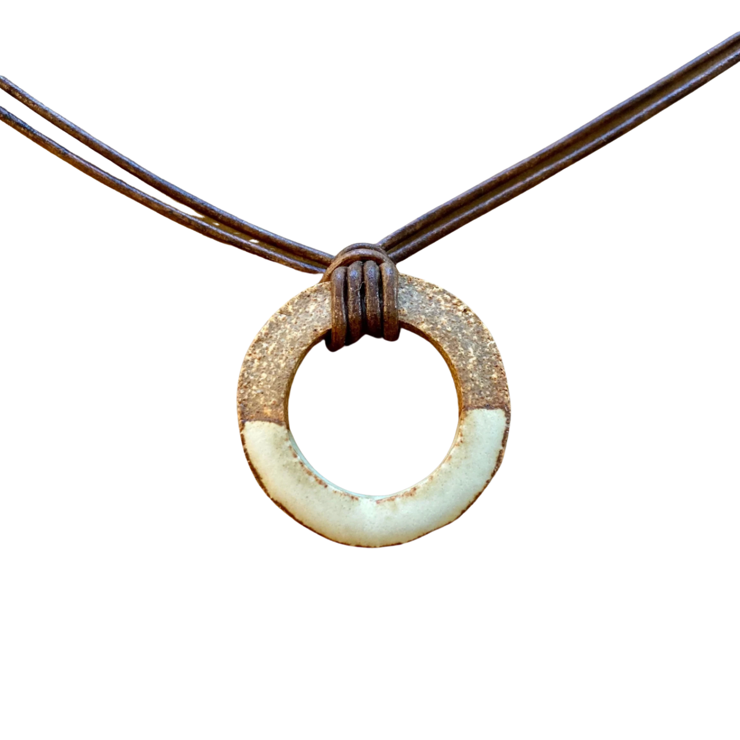 I Am Complete. Open Circle Pendant Necklace - Grey White