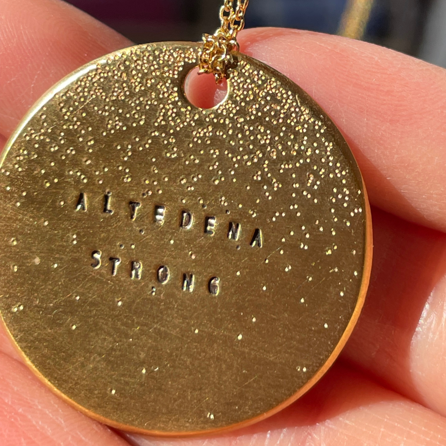 Large Gold Diamond Dusted Pendant - Altadena Strong