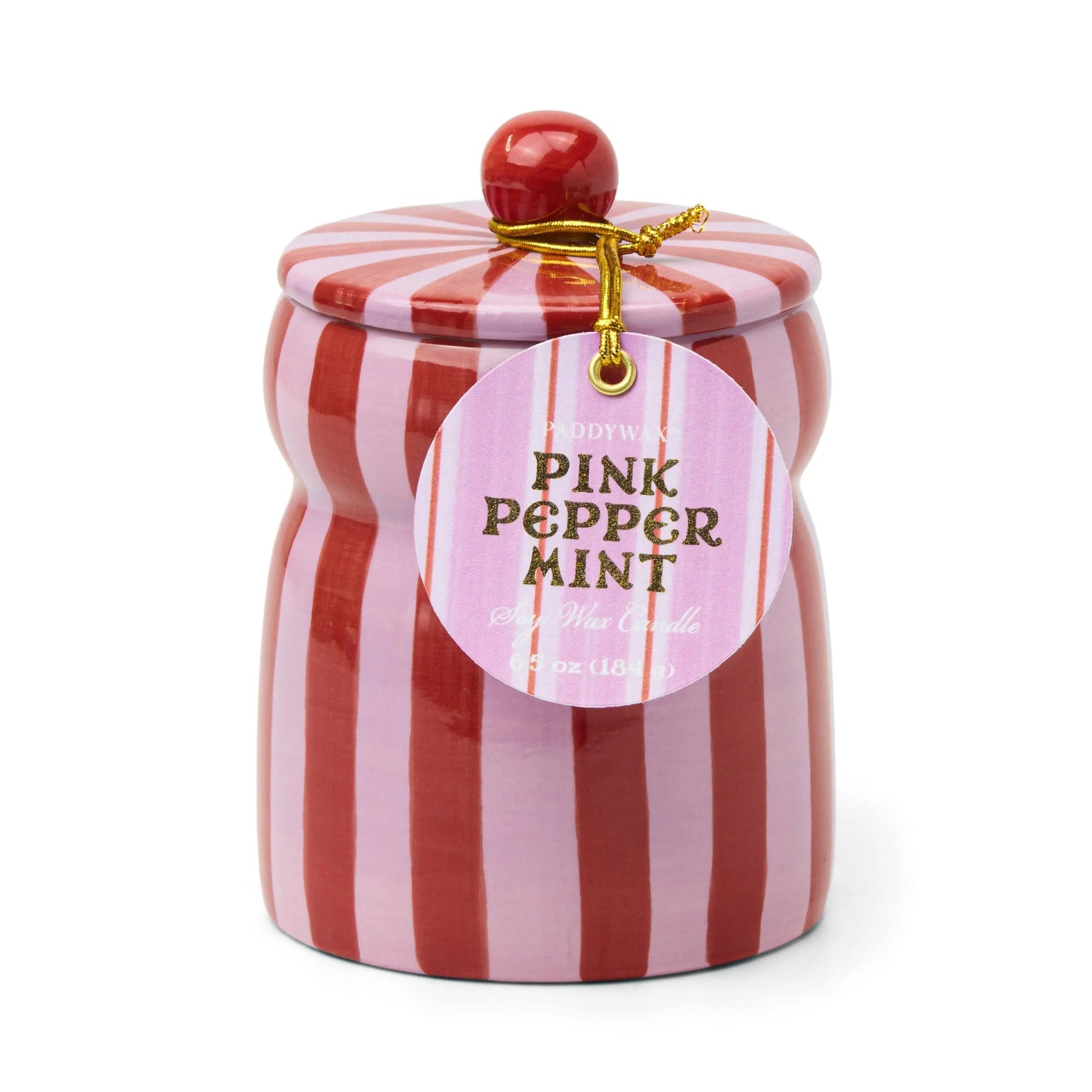 Striped Cabana 6.5 oz Candle - Pink Peppermint