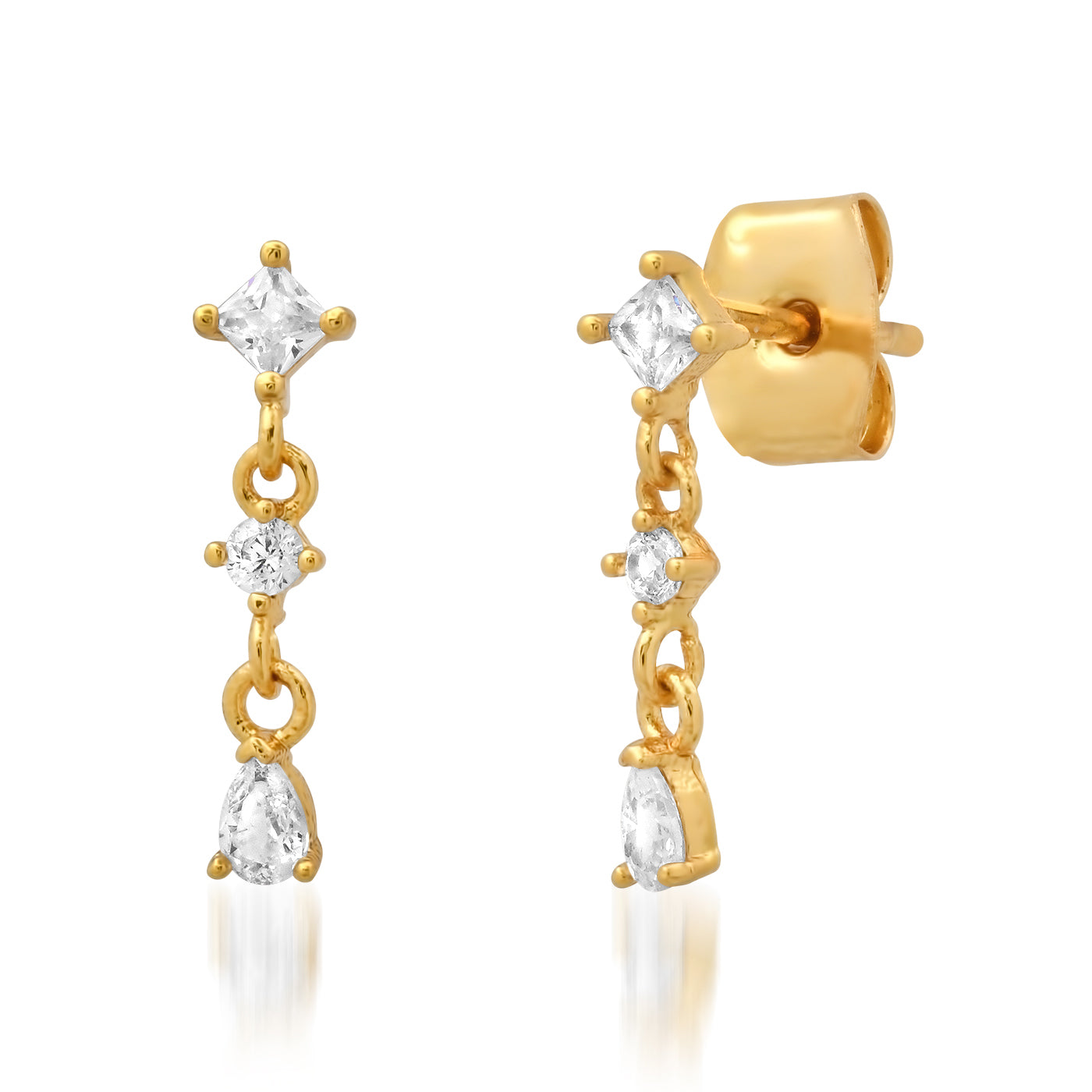 Mixed Shape CZ Dangle Studs