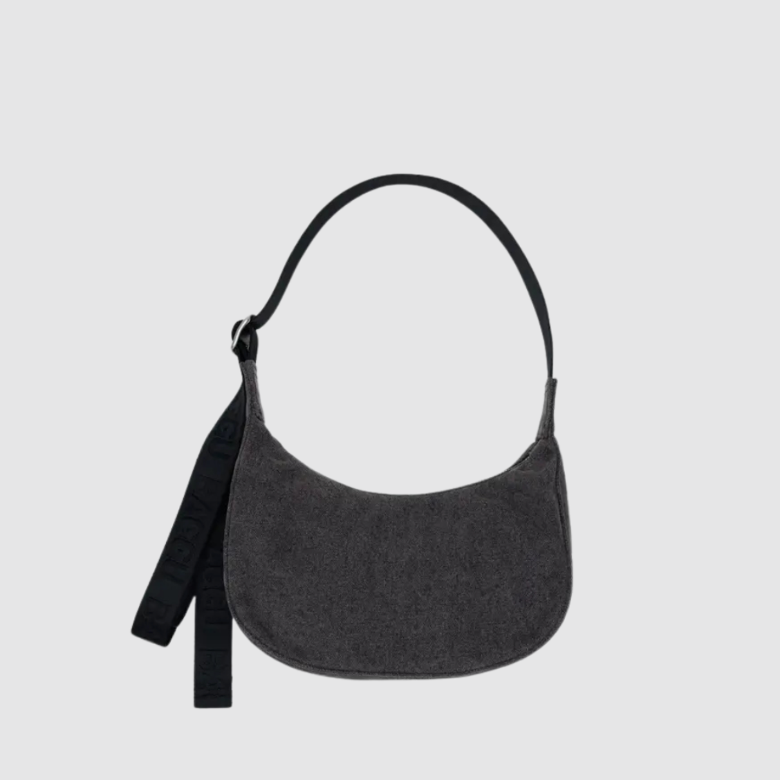 Small Denim Crescent Bag - Washed Black Denim