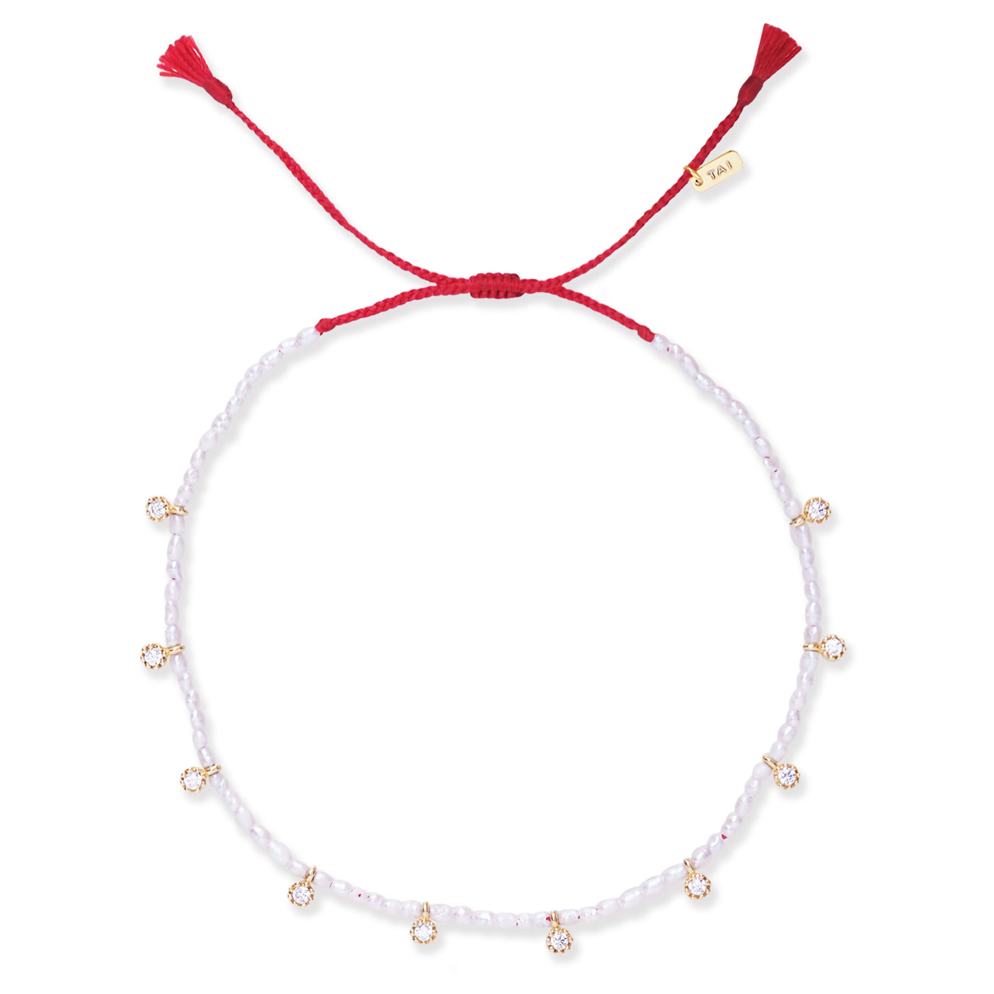 Handmade Pearl Bracelet with CZ Charms