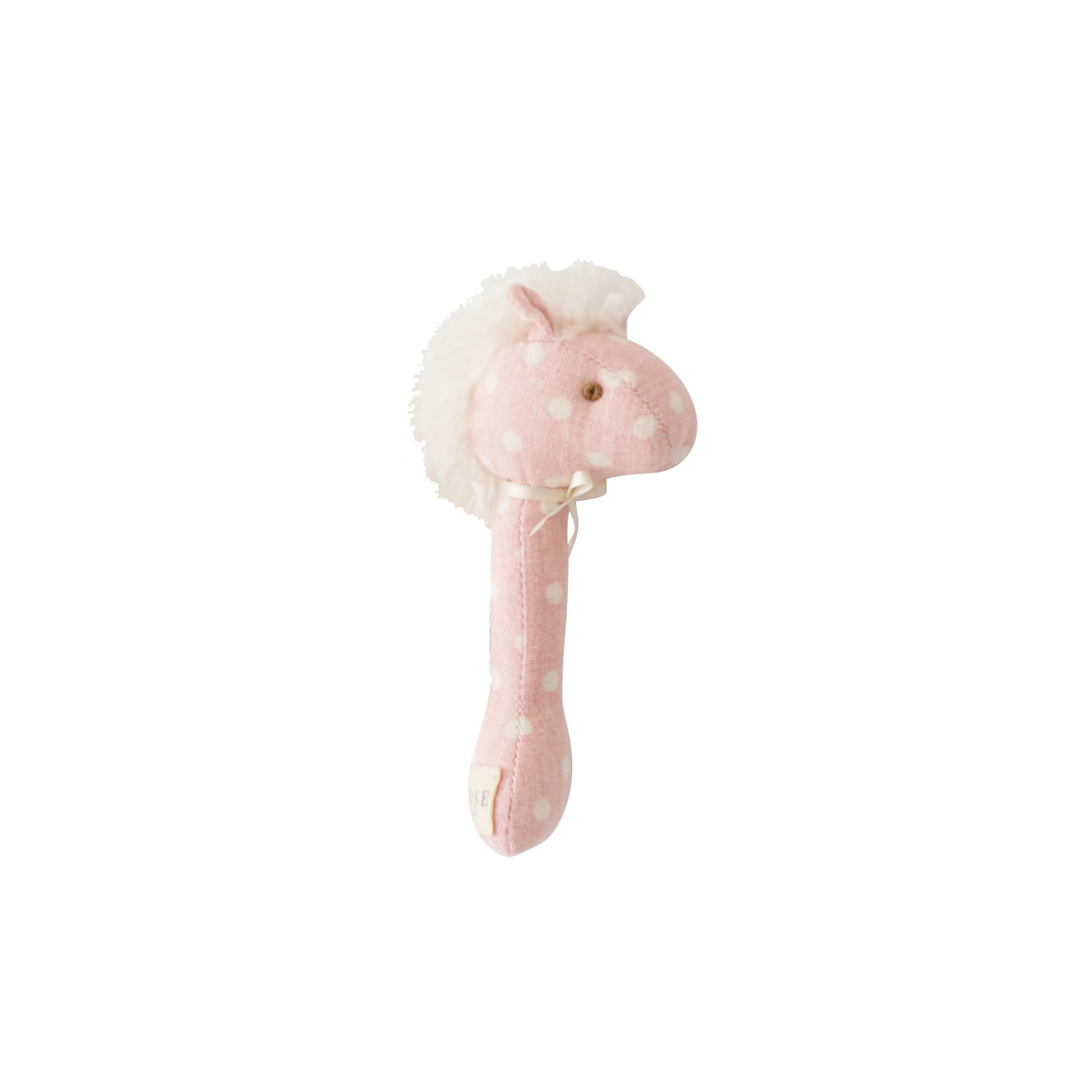 Horse Stick Rattle Pink White Spot