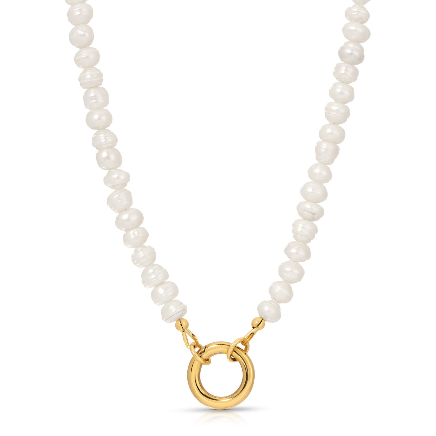 Charm Keeper Button Pearl Necklace