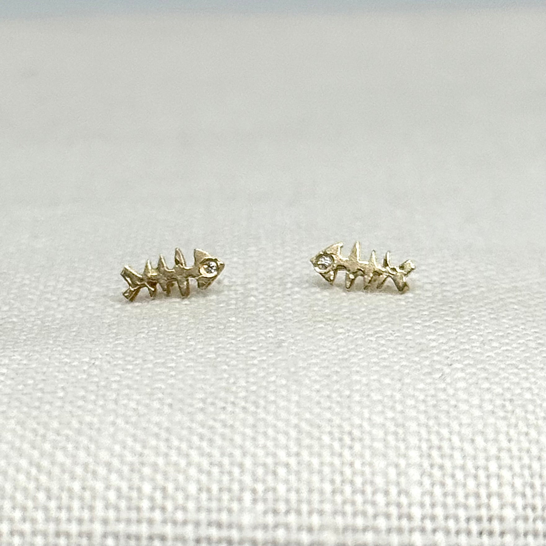 Fish Bones - 14 Karat Gold Post Earring