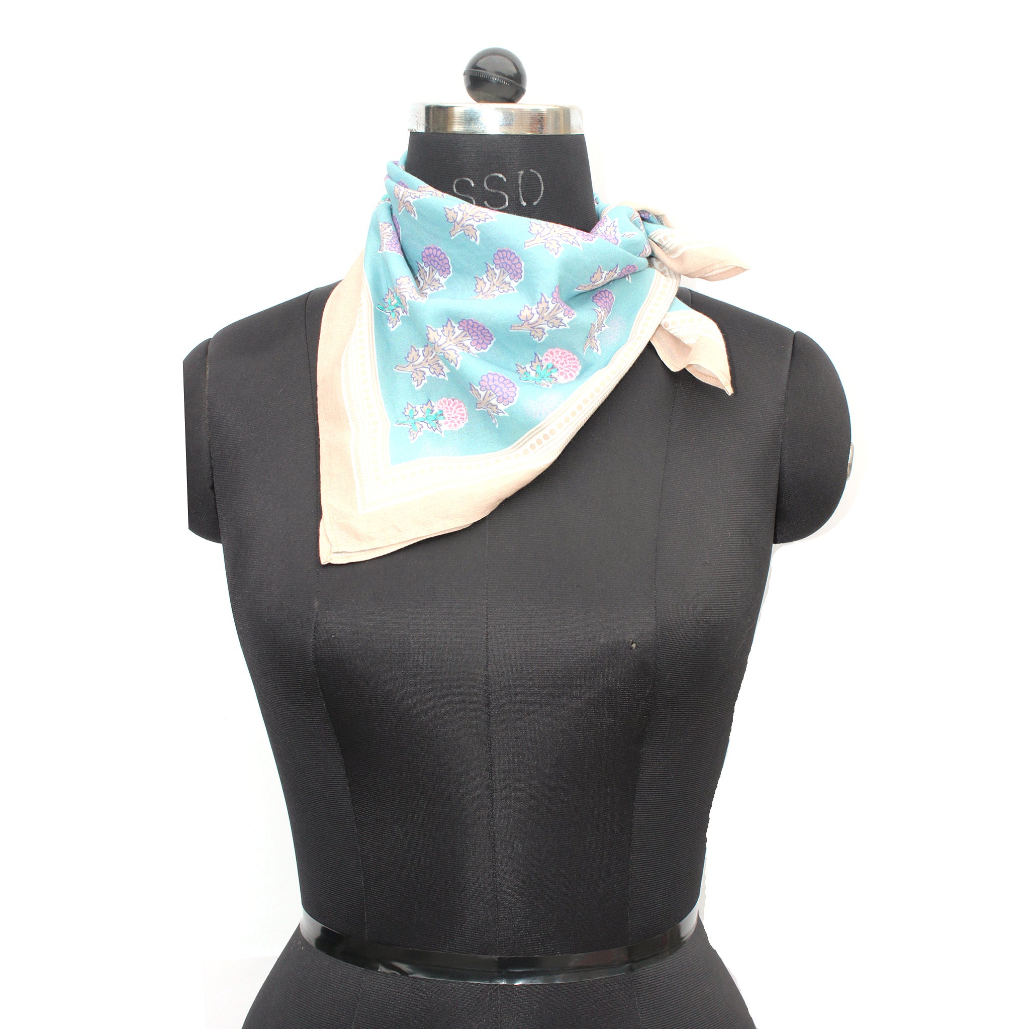 Buti Blockprint Bandana - Blue Topaz