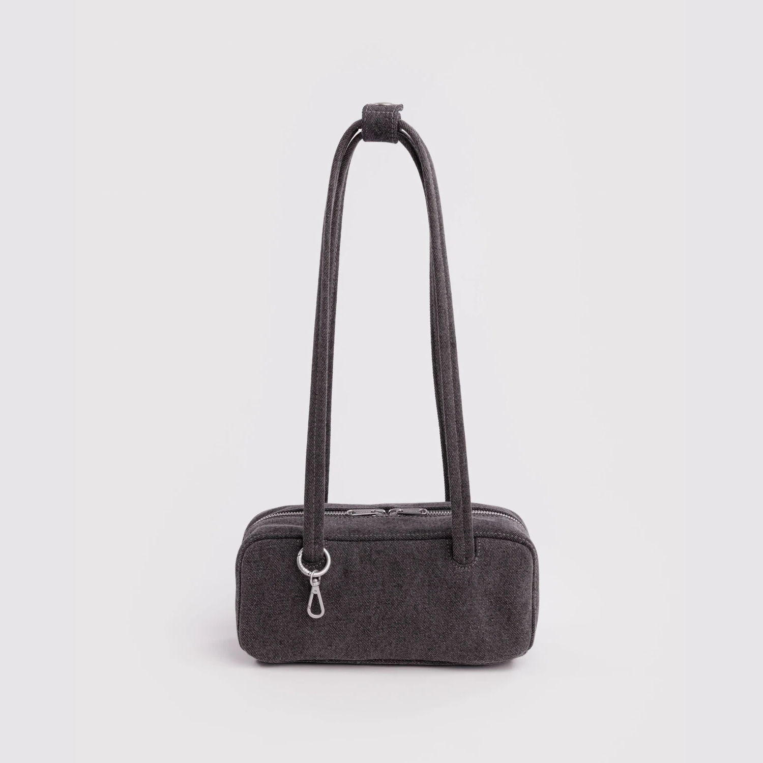 Small Denim Bowler Bag - Washed Black Denim