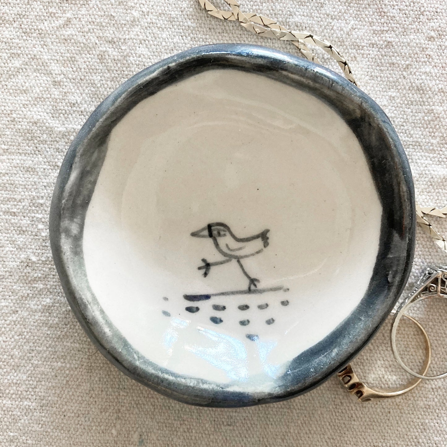 Handmade Ceramic Animal Trinket Dish - Bird